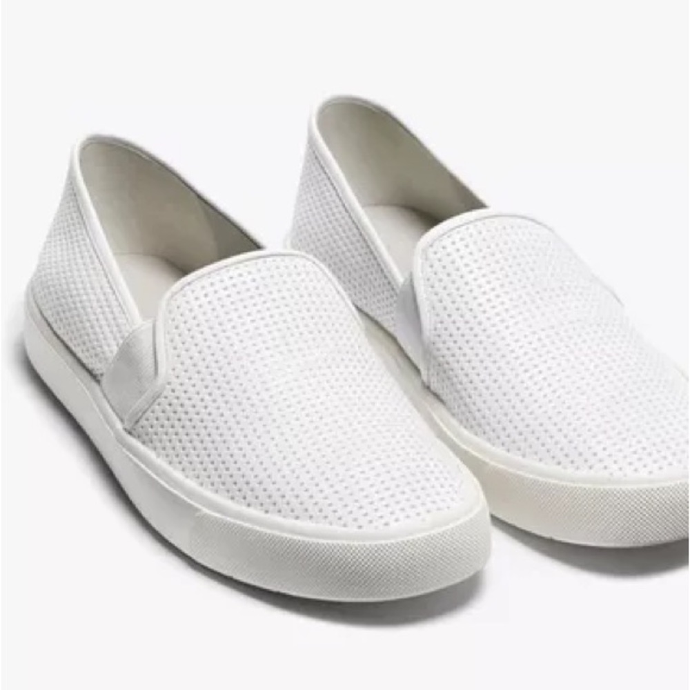 Vince Perforated Leather Blair White Slip-On Sneakers